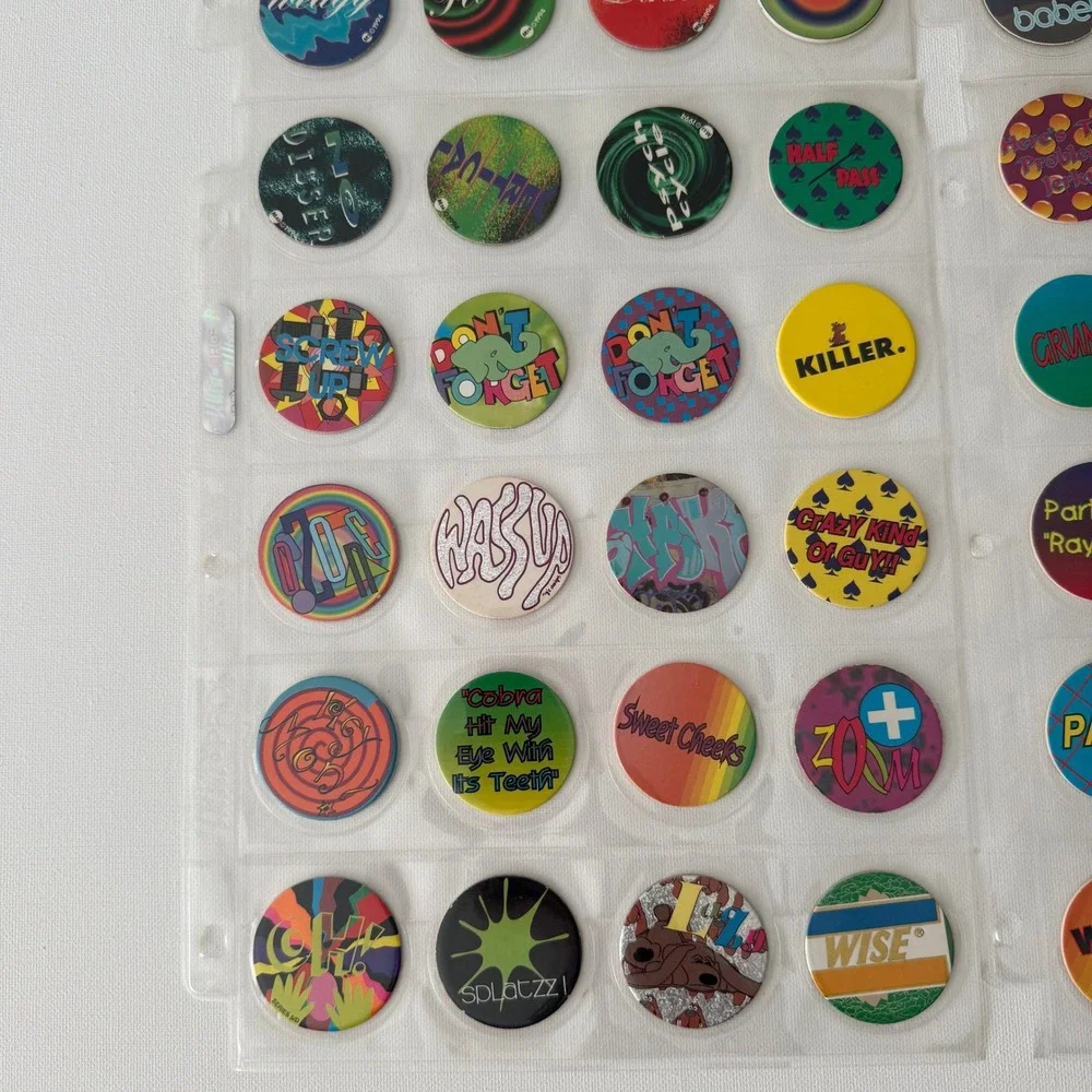 Vintage‎ 90s Pogs Milk Cap Collection Lot 80pc Slang Phrases 1994 1995 Nostalgia
